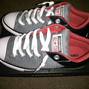 Converses Size 5 Gray/White/Red Brand New